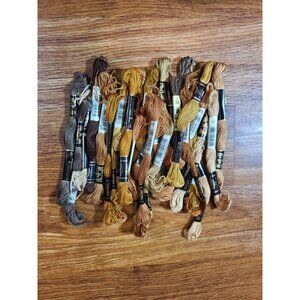 DMC Flower Thread Floss 25+ Skeins Different Colors Browns Gold